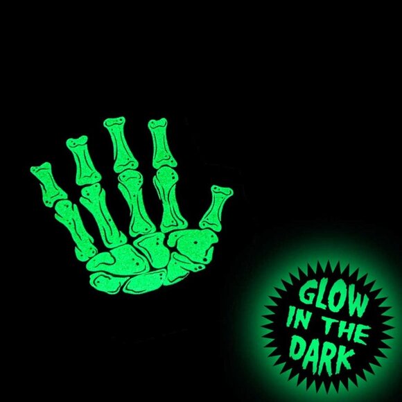 Fingerless Gloves Skeleton Trick or Treat Glow in Dark Goth Punk 2 Unisex Sizes - Picture 3 of 11